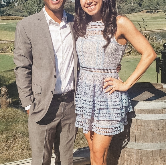 Express Tiered Lace Fit and Flare Dress - Picture 2 of 6